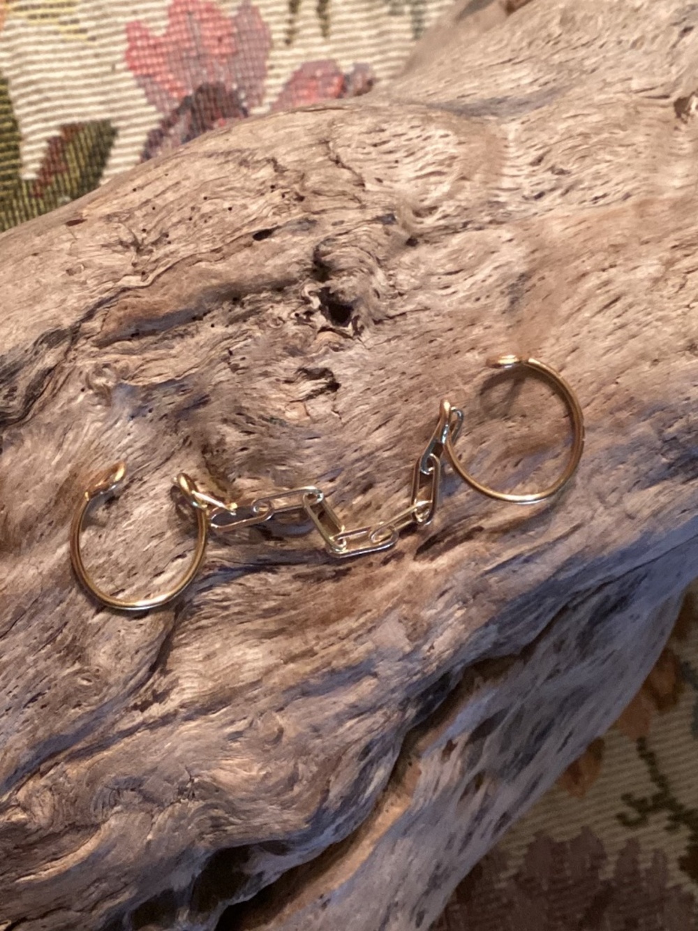 Fake Gold Double Nose Ring Paperclip Bridge Chain